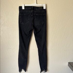 Zara Black Skinny Jeans with Distressed Hem